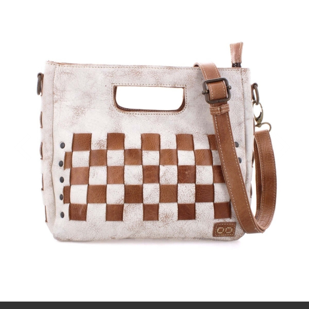 BED STU Brown and White Checkered Leather Women's Bag